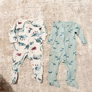 Carter's Dinosaur Print Footies - Cream and Blue size 9M